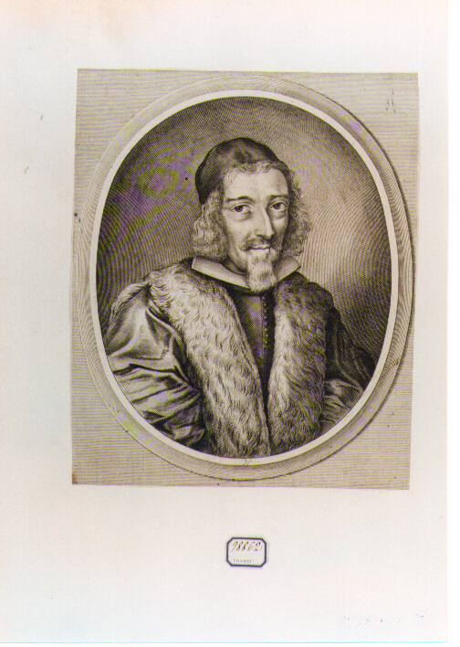ritratto d'uomo (stampa controfondata smarginata) - ambito francese (?) (metà sec. XVII)