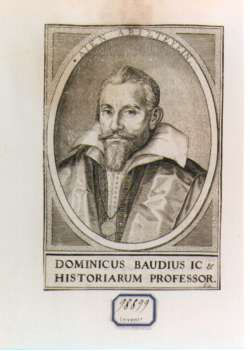 RITRATTO DI DOMINICUS BAUDIUS (stampa controfondata smarginata) - ambito fiammingo (seconda metà sec. XVII)