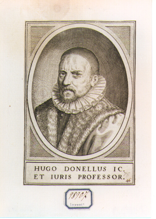 RITRATTO DI HUGO DONELLUS (stampa controfondata smarginata) - ambito fiammingo (seconda metà sec. XVII)