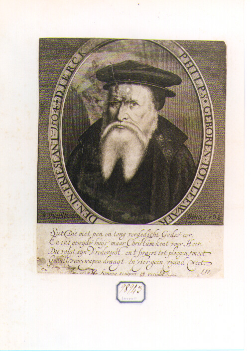 RITRATTO DI DIRCK PHILPS (stampa controfondata smarginata) di Koning Cornelis (sec. XVII)