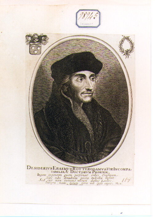 RITRATTO DI ERASMO (stampa controfondata smarginata) di Moncornet Balthasar (CERCHIA) (sec. XVII)