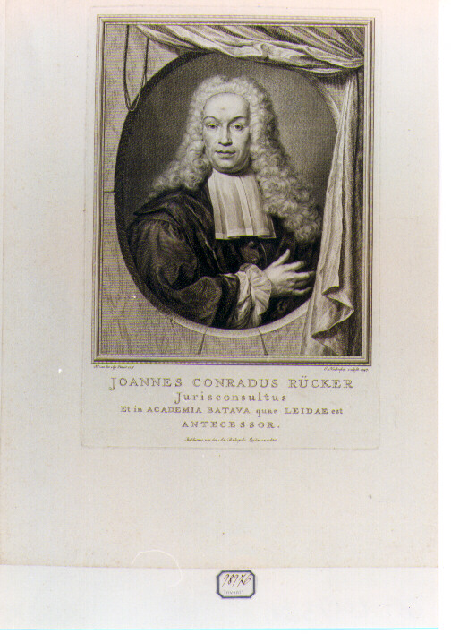 RITRATTO DI JOANNES CONRADUS RUCKER (stampa controfondata) di Van der Mijn Herman, Houbraken Jacobus (sec. XVIII)