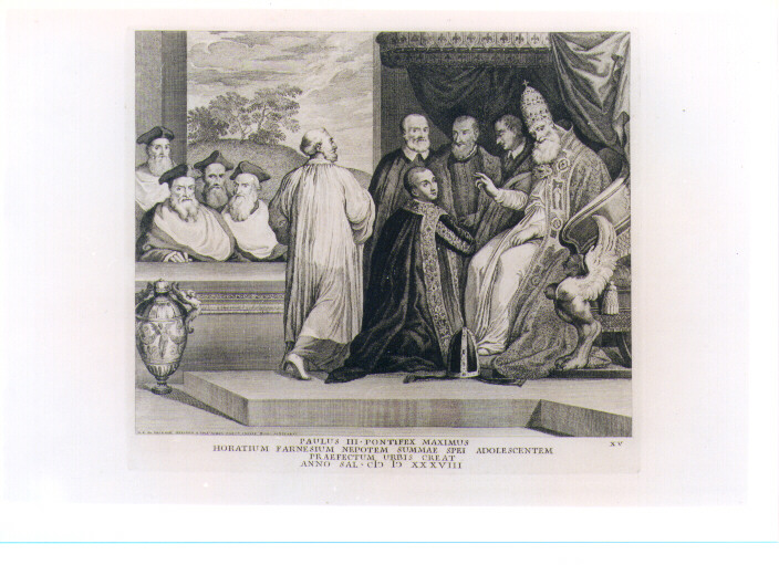 PAPA PAOLO III NOMINA ORAZIO FARNESE PREFETTO DI ROMA (stampa) di Zuccari Taddeo (CERCHIA), Von Prenner Georg Gaspar (sec. XVIII)