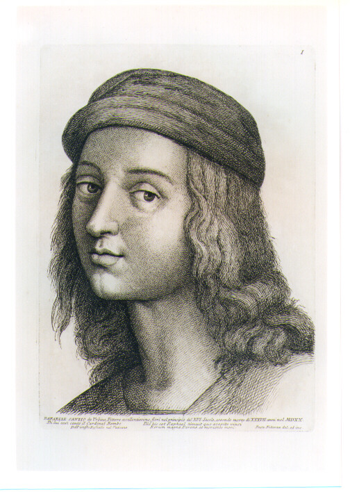 AUTORITRATTO DI RAFFAELLO (stampa) di Sanzio Raffaello detto Raffaello, Fidanza Paolo (sec. XVIII)