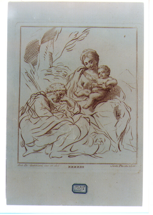 RIPOSO NELLA FUGA IN EGITTO (stampa a colori) di Gabbiani Antonio Domenico, Pacini Sante (sec. XVIII)