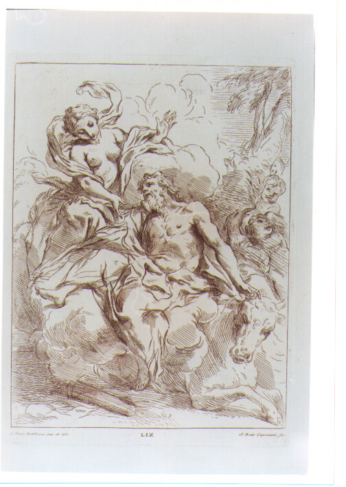 GIOVE IO E GIUNONE (stampa) di Gabbiani Antonio Domenico, Cipriani Giovanni Battista (sec. XVIII)