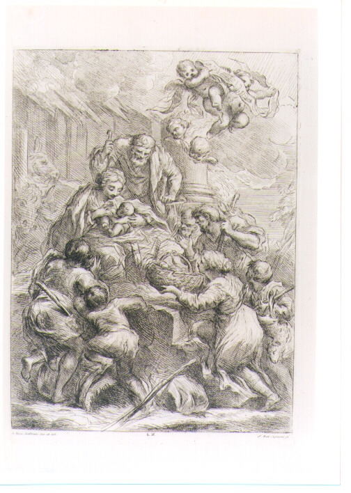 ADORAZIONE DEI PASTORI (stampa) di Gabbiani Antonio Domenico, Cipriani Giovanni Battista (sec. XVIII)