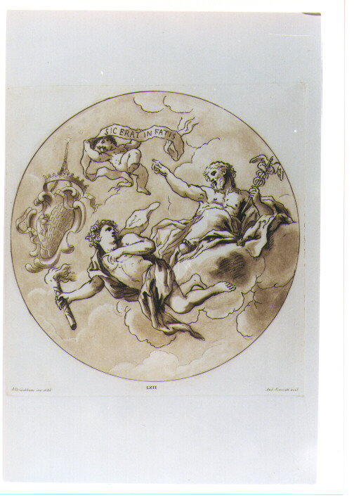 GIOVE E IMENEO (stampa a colori) di Gabbiani Antonio Domenico, Scacciati Andrea (sec. XVIII)