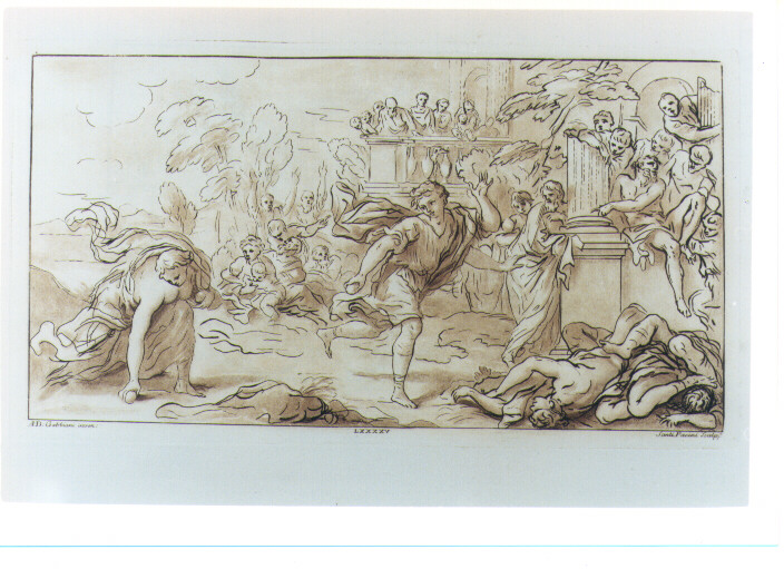 ATALANTA ED IPPOMENE (stampa a colori) di Pacini Sante, Gabbiani Antonio Domenico (sec. XVIII)