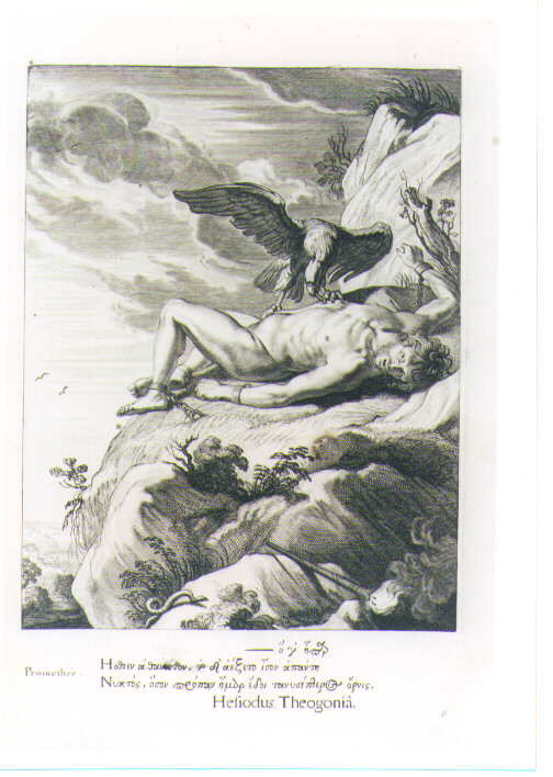 SUPPLIZIO DI PROMETEO (stampa) di Van Diepenbeeck Abraham, Bloemaert Cornelis il Giovane, Matham Theodor (sec. XVII)