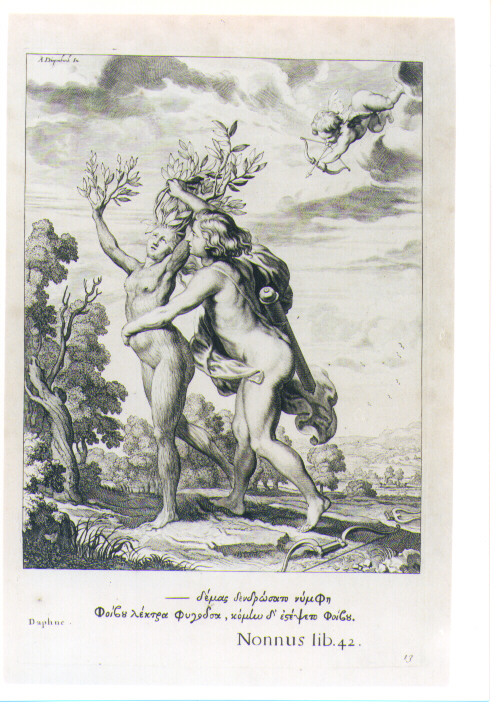 APOLLO E DAFNE (stampa) di Van Diepenbeeck Abraham, Bloemaert Cornelis il Giovane, Matham Theodor (sec. XVII)