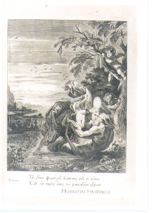 AURORA E TITONE (stampa) di Van Diepenbeeck Abraham, Bloemaert Cornelis il Giovane, Matham Theodor (sec. XVII)