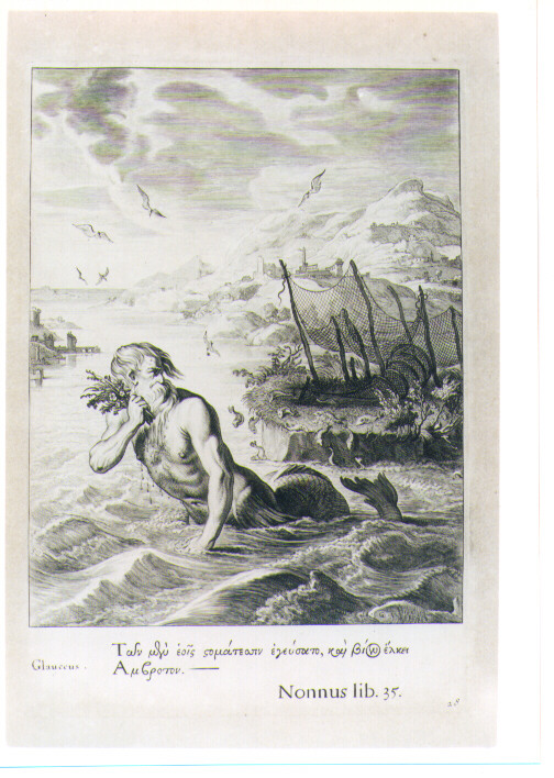 GLAUCO (stampa) di Van Diepenbeeck Abraham, Bloemaert Cornelis il Giovane, Matham Theodor (sec. XVII)