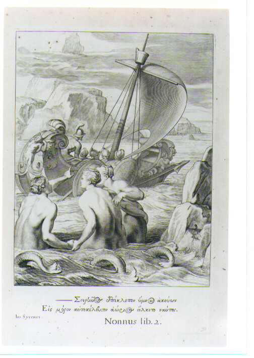 ULISSE E LE SIRENE (stampa) di Van Diepenbeeck Abraham, Bloemaert Cornelis il Giovane, Matham Theodor (sec. XVII)