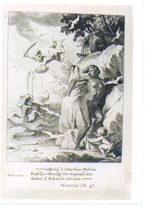 PERSEO LIBERA ANDROMEDA (stampa) di Van Diepenbeeck Abraham, Bloemaert Cornelis il Giovane, Matham Theodor (sec. XVII)