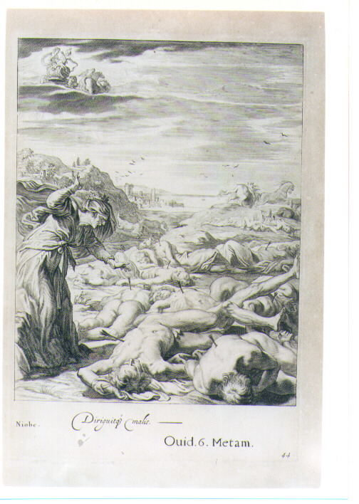 STRAGE DEI NIOBIDI (stampa) di Van Diepenbeeck Abraham, Bloemaert Cornelis il Giovane, Matham Theodor (sec. XVII)