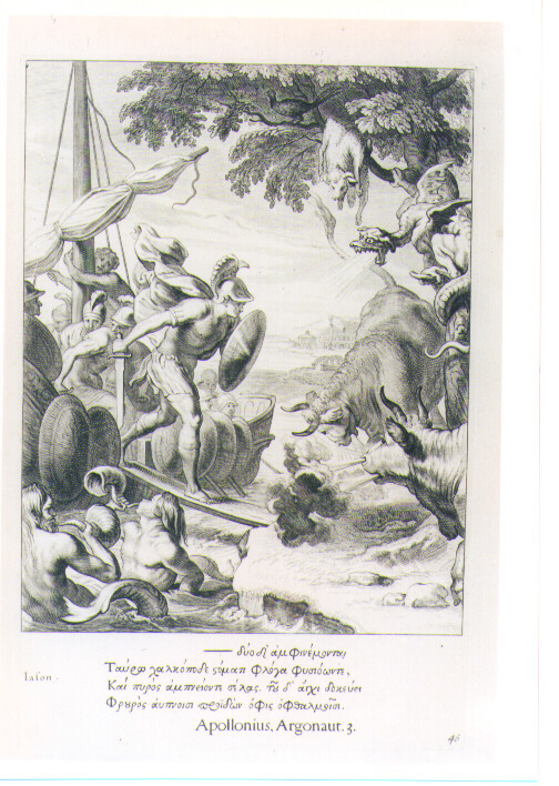 GIASONE DOMA I TORI (stampa) di Van Diepenbeeck Abraham, Bloemaert Cornelis il Giovane, Matham Theodor (sec. XVII)