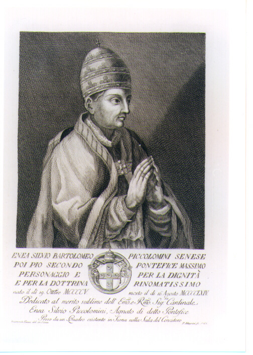 RITRATTO DI PAPA PIO II (stampa) di Allegrini Francesco, Faucci Raimondo (sec. XVIII)