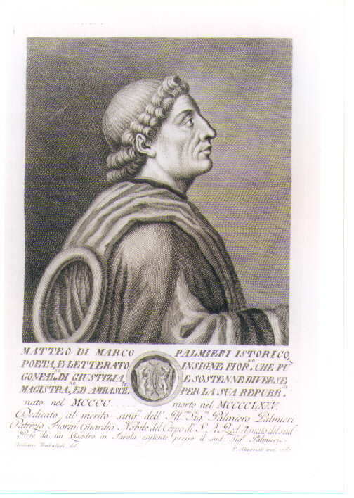 RITRATTO DI MATTEO PALMIERI (stampa) di Allegrini Francesco, Traballesi Giuliano (sec. XVIII)