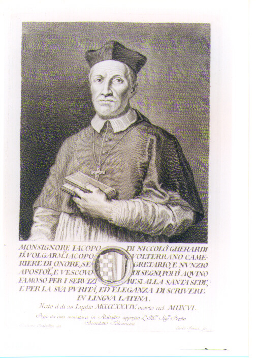 RITRATTO DI JACOPO GHERARTI DA VOLTERRA (stampa) di Faucci Carlo, Traballesi Giuliano (sec. XVIII)