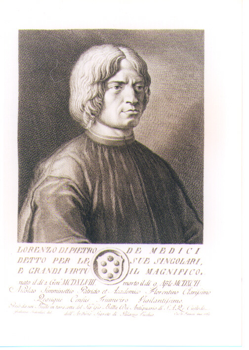 RITRATTO DI LORENZO IL MAGNIFICO (stampa) di Faucci Carlo, Traballesi Giuliano (sec. XVIII)