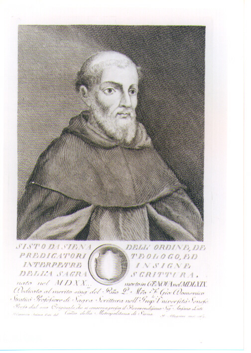 RITRATTO DI SISTO DA SIENA (stampa) di Allegrini Francesco, Luti Ansano (sec. XVIII)