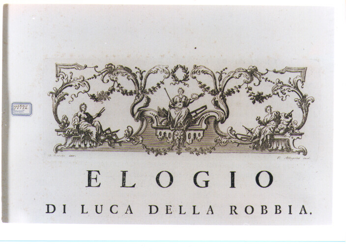 ALLEGORIA DELLA PITTURA, DELL'ARCHITETTURA E DELLA SCULTURA (stampa) di Zocchi Giuseppe, Allegrini Francesco (sec. XVIII)