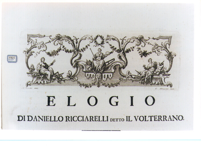 ALLEGORIA DELLA PITTURA, DELL'ARCHITETTURA E DELLA SCULTURA (stampa) di Zocchi Giuseppe, Allegrini Francesco (sec. XVIII)