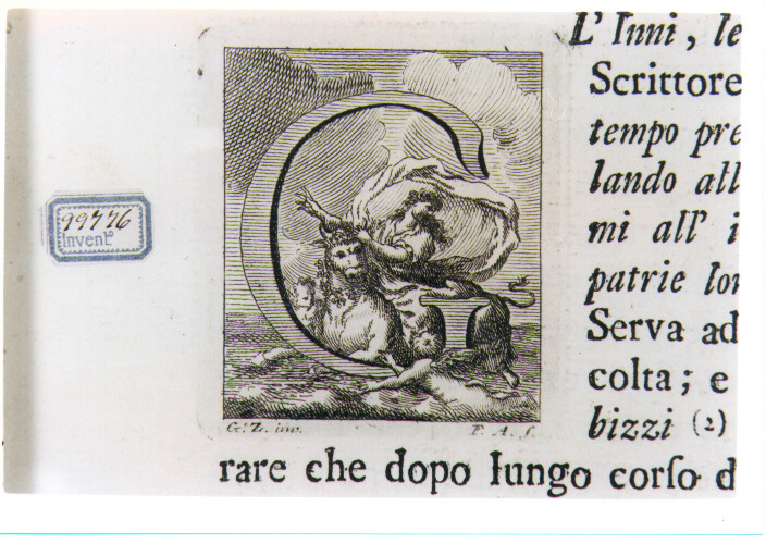 CAPOLETTERA G CON RATTO DI EUROPA (stampa) di Zocchi Giuseppe, Allegrini Francesco (sec. XVIII)
