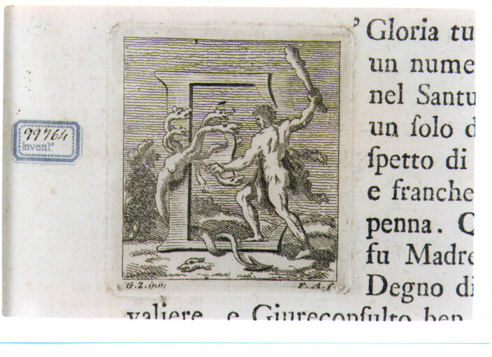 CAPOLETTERA E CON ERCOLE E L'IDRA DI LERNA (stampa) di Zocchi Giuseppe, Allegrini Francesco (sec. XVIII)