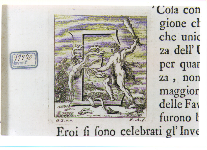 CAPOLETTERA E CON ERCOLE E L'IDRA DI LERNA (stampa) di Zocchi Giuseppe, Allegrini Francesco (sec. XVIII)