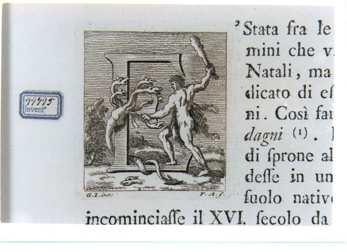 CAPOLETTERA E CON ERCOLE E L'IDRA DI LERNA (stampa) di Zocchi Giuseppe, Allegrini Francesco (sec. XVIII)