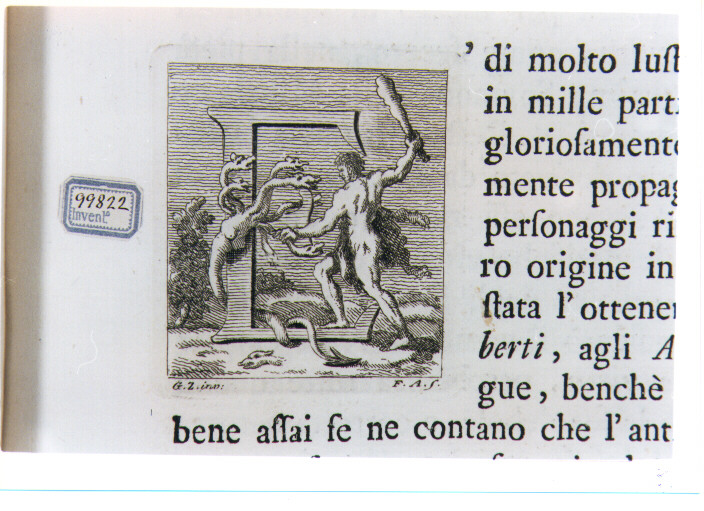 CAPOLETTERA E CON ERCOLE E L'IDRA DI LERNA (stampa) di Zocchi Giuseppe, Allegrini Francesco (sec. XVIII)