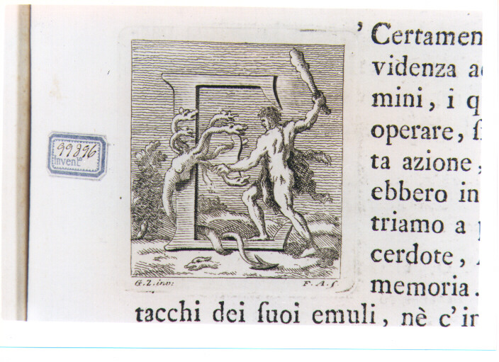 CAPOLETTERA E CON ERCOLE E L'IDRA DI LERNA (stampa) di Zocchi Giuseppe, Allegrini Francesco (sec. XVIII)