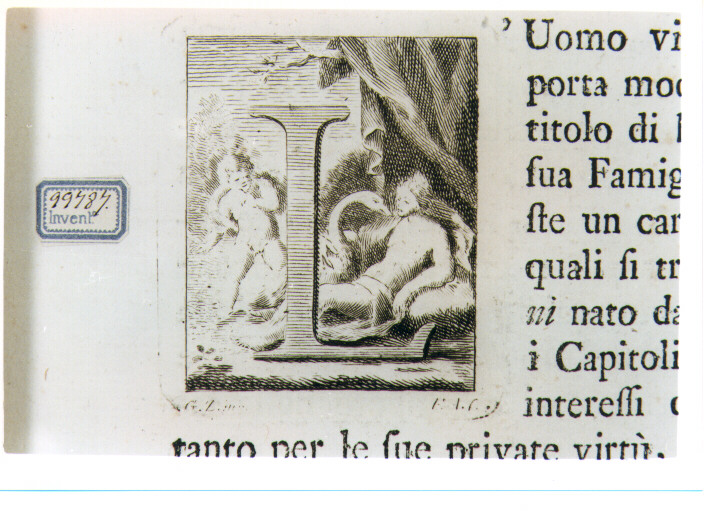 CAPOLETTERA L CON LEDA E IL CIGNO (stampa) di Zocchi Giuseppe, Allegrini Francesco (sec. XVIII)