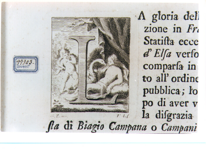 CAPOLETTERA L CON LEDA E IL CIGNO (stampa) di Allegrini Francesco, Zocchi Giuseppe (sec. XVIII)