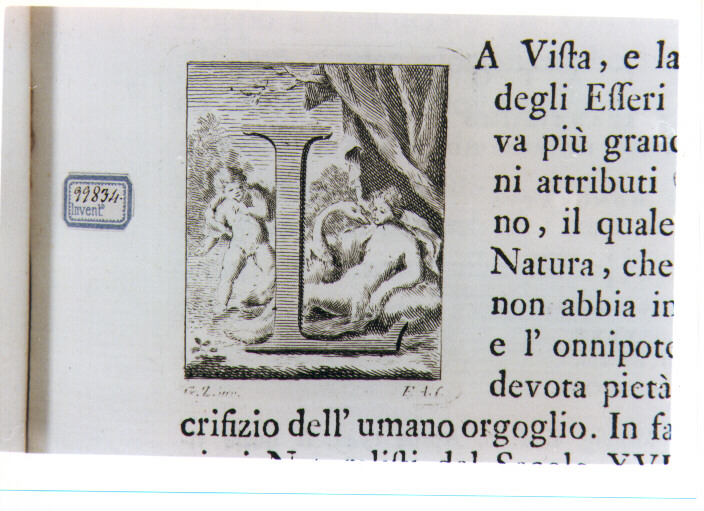 CAPOLETTERA L CON LEDA E IL CIGNO (stampa) di Zocchi Giuseppe, Allegrini Francesco (sec. XVIII)