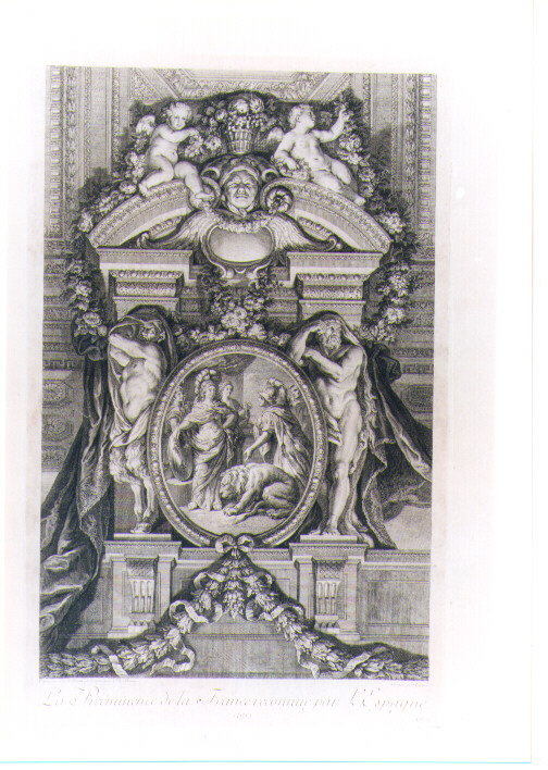 PREMINENZA DELLA FRANCIA RICONOSCITA DALLA SPAGNA (stampa) di Lebrun Charles, Masse Jean Baptiste (sec. XVIII)