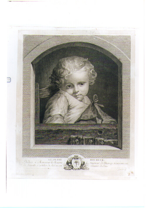 RITRATTO DI BAMBINO (stampa controfondata) di Greuze Jean Baptiste, Guttenberg Karl Gottlieb (seconda metà sec. XVIII)