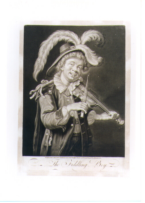SUONATORE DI VIOLINO (stampa controfondata) di Bowler Carington (seconda metà sec. XVIII)