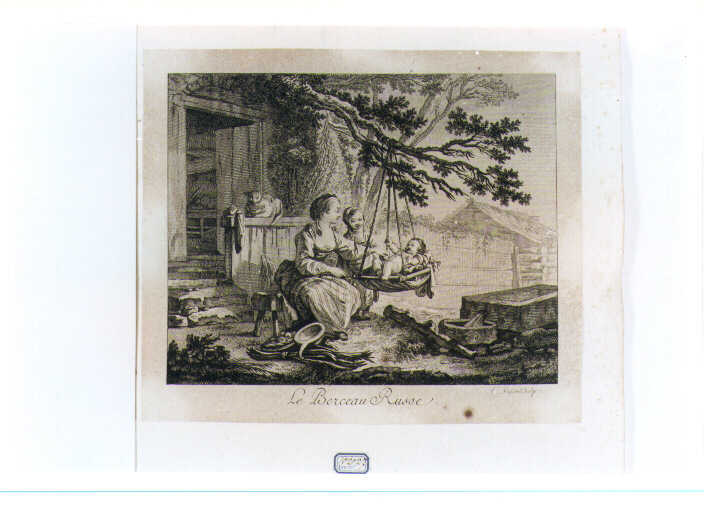 SCENA CON FIGURE (stampa controfondata smarginata) di Voysard Etienne Claude (secc. XVIII/ XIX)