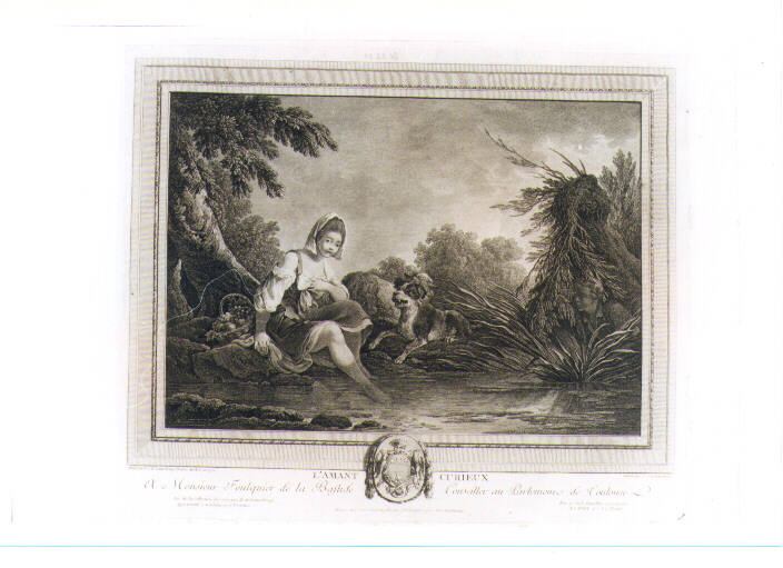 SCENA DI GENERE (stampa controfondata smarginata) di Loutherbourg Philipp Jakob II, Le Veau Jean Jacques (sec. XVIII)