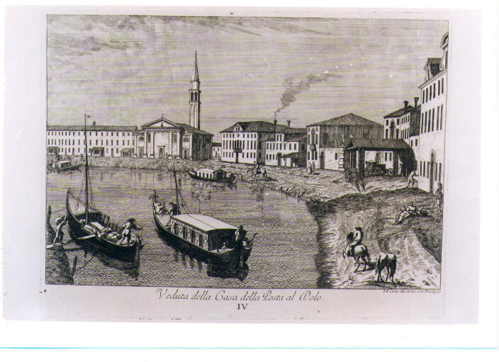 VEDUTA DELLA CASA DELLA POSTA AL DOLO (stampa) di Costa Giovanni Francesco (sec. XVIII)