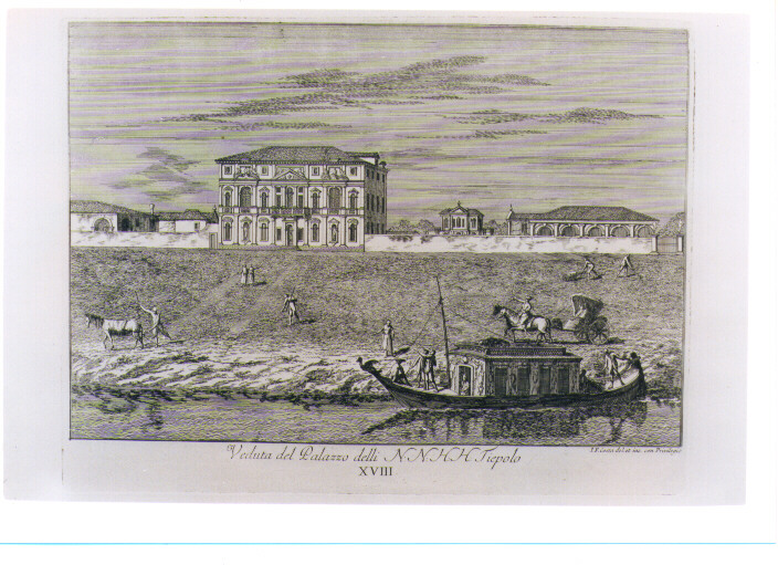 VEDUTA DEL PALAZZO DEI TIEPOLO (stampa) di Costa Giovanni Francesco (sec. XVIII)