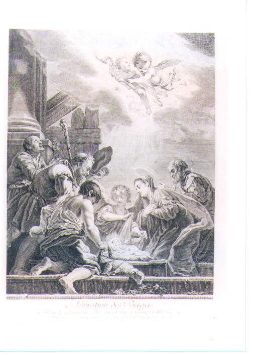 ADORAZIONE DEI PASTORI (stampa) di Fetti Domenico, Ravenet Simon François il Vecchio (sec. XVIII)