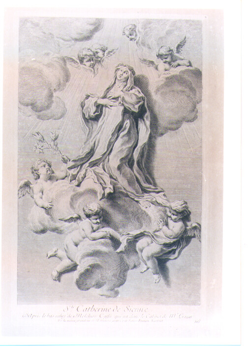 SANTA CATERINA DA SIENA IN ESTASI (stampa) di Caffa Melchiorre, Ravenet Simon François il Vecchio (sec. XVIII)