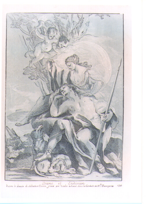 DIANA ED ENDIMIONE (stampa a colori) di Conca Sebastiano, Basseporte Madeileine Françoise, Lesueur Nicolas (sec. XVIII)