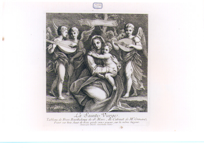 MADONNA CON BAMBINO E ANGELI MUSICI (stampa) di Della Porta Bartolomeo detto Fra' Bartolomeo, Simonneau Charles Louis il Vecchio (sec. XVIII)