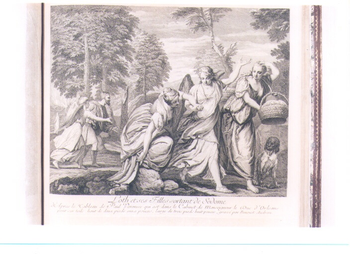 LOT E LA FAMIGLIA IN FUGA DA SODOMA (stampa) di Caliari Paolo detto Paolo Veronese, Audran Benoit I (sec. XVIII)