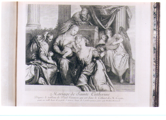 MATRIMONIO MISTICO DI SANTA CATERINA D'ALESSANDRIA (stampa) di Caliari Paolo detto Paolo Veronese, Hortemels Frederic Eustache (sec. XVIII)